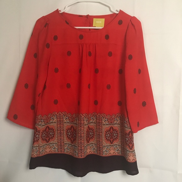 Maeve Tops - Anthropologie Maeve Blouse 2 Red Purple Floral O1P